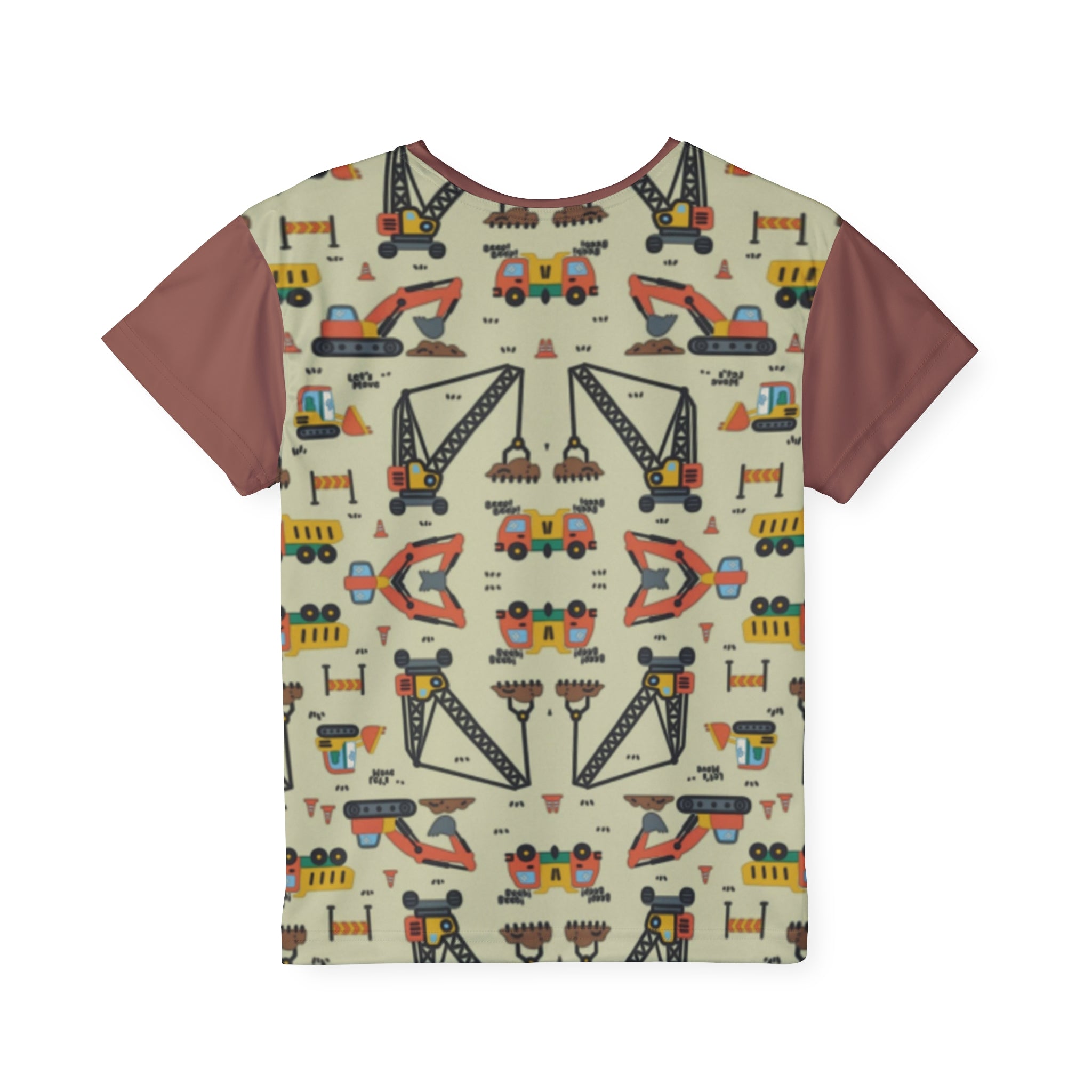 Kids Construction Trucks Jersey — Patterned All-Over-Print Tee for Little Builders