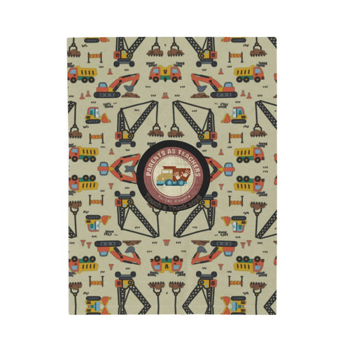 Construction Trucks Velveteen Plush Blanket — Cozy Kids Vehicle Print Throw