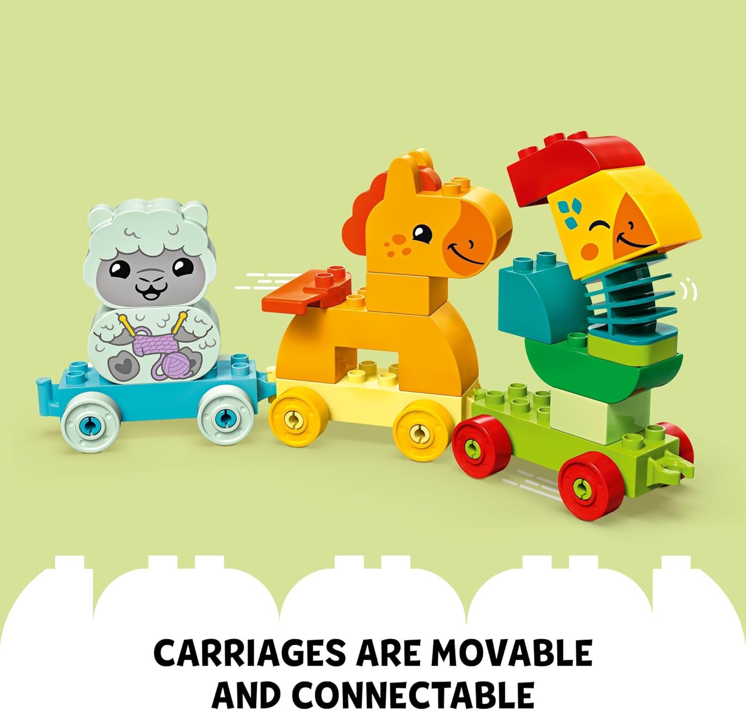LEGO DUPLO My First Animal Train Building Set and Horse Toy, Educational Toy for Toddlers Ages 1-3 with 4 Animal Figures, Creative Nature Birthday Gift for Preschoolers, 10412