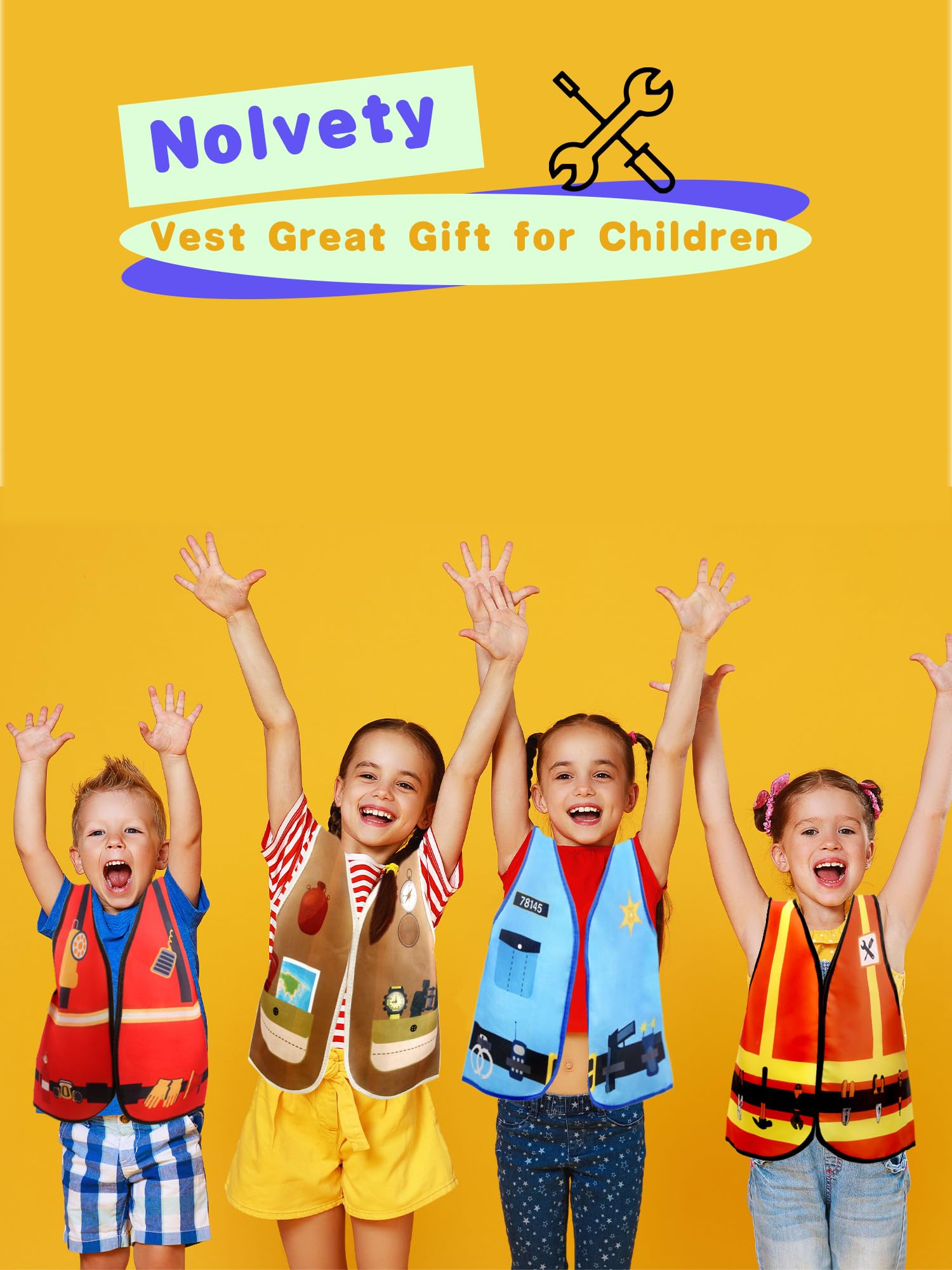 Kids Community Helper Dress Up Costume Postman Police Role Play Vest Cosplay Set for Career Day Halloween Party