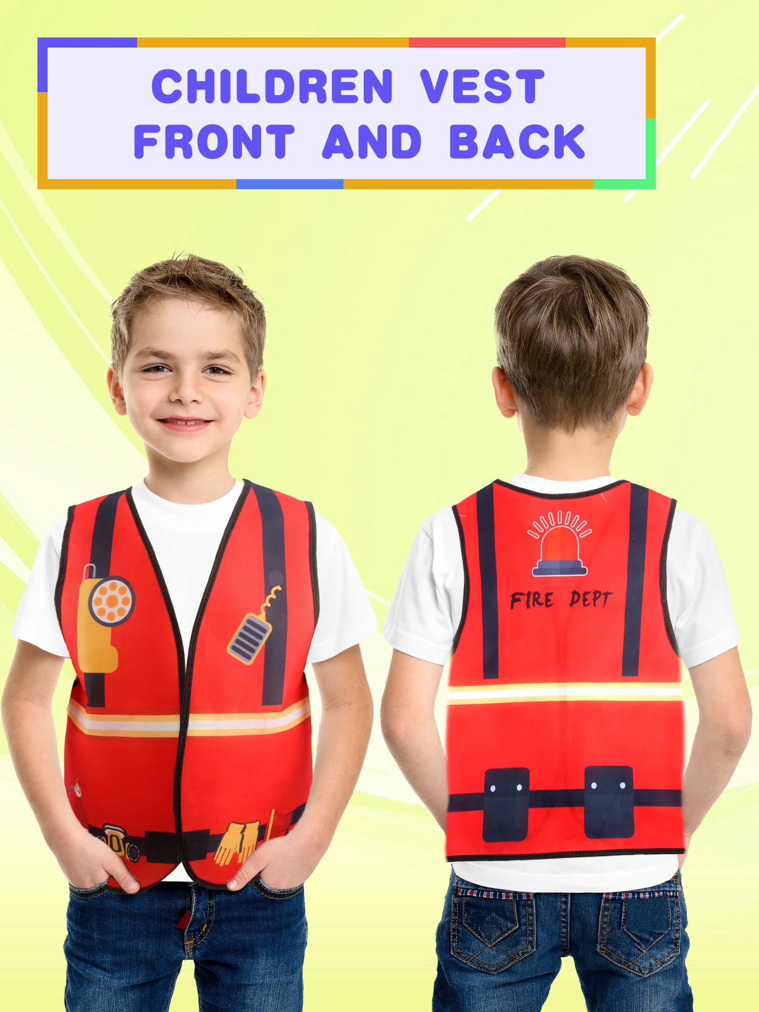 Kids Community Helper Dress Up Costume Postman Police Role Play Vest Cosplay Set for Career Day Halloween Party