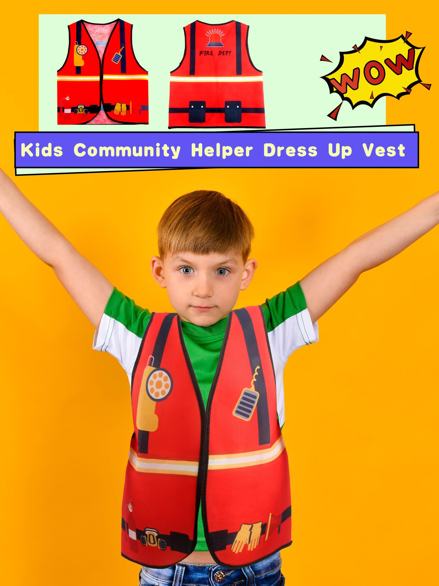 Kids Community Helper Dress Up Costume Postman Police Role Play Vest Cosplay Set for Career Day Halloween Party