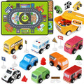 Toddler Car Toys, Toy Cars for Toddlers, Wooden Cars Toys for Toddler Boy, 22 PCS Cars and Trucks Toy Vehicles Set with Playmat, Storage Box, Wood Montessori Toys for Baby Birthday Gift