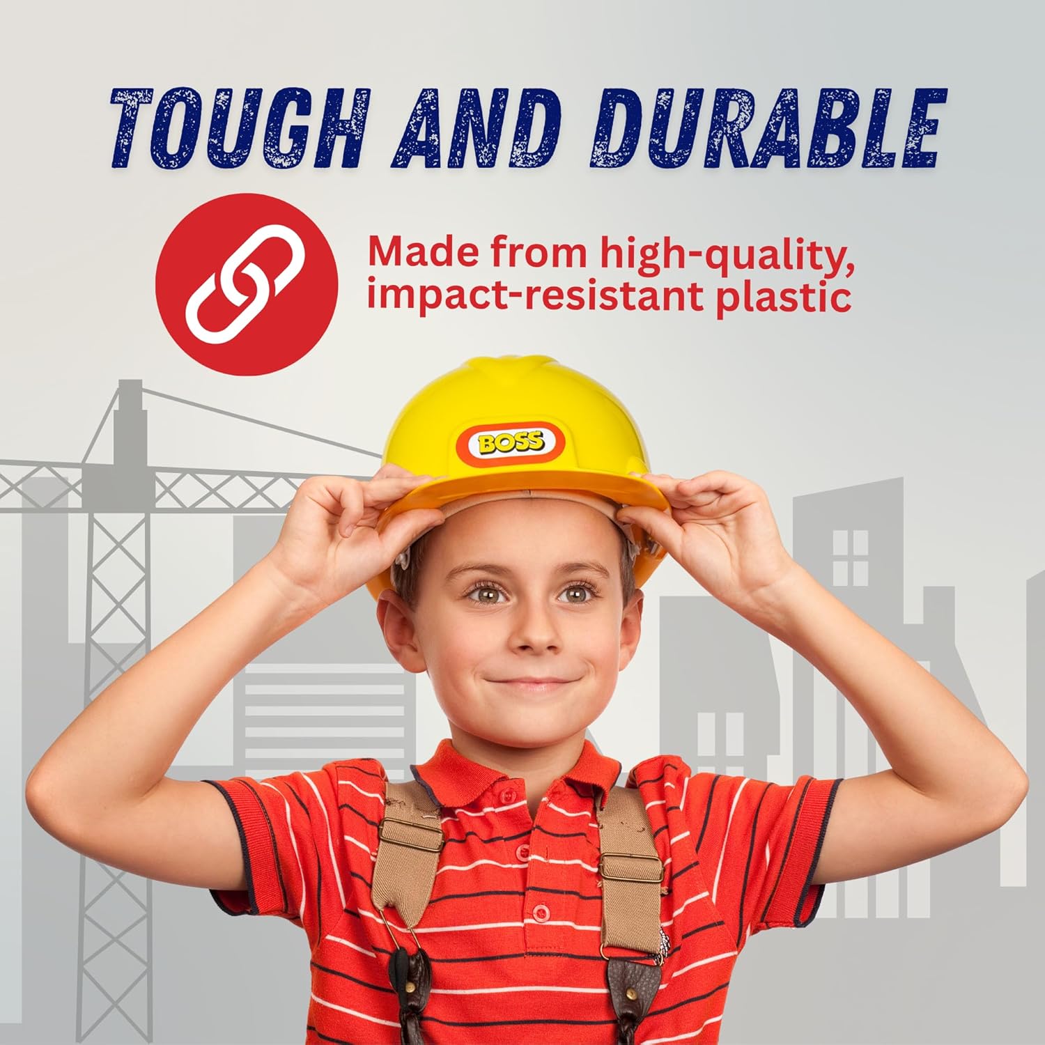Dress Up America Kids Construction Hard Hat – Adjustable Yellow Helmet for Toddlers – Realistic Play Hat for Costumes & Dress-Up